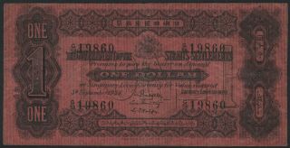 Straits Settlements 1 Dollar 1924,  Vf,  Pick 1c