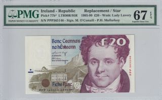 1995 - 99 Ireland - Republic £20 P - 77b Replacement/star Pmg 67 Epq Gem Unc