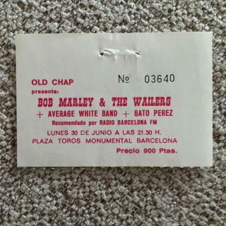 Bob Marley & The Wailers Ticket Stub Barcelona 30/06/80 03640