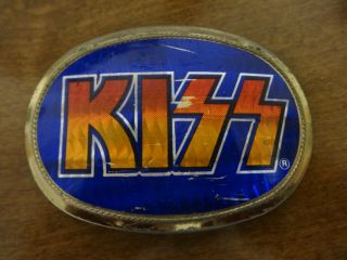Vintage 1977 Pacifica Kiss Belt Buckle Aucoin Blue Red And Orange