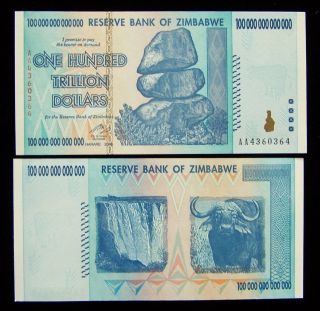 3 x Zimbabwe 100 Trillion dollar banknote - 2008/AA / authentic currency 2