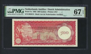 Netherlands Antilles,  500 Gulden,  2 - 1 - 1962 P 7a Uncirculated,  Grade 67