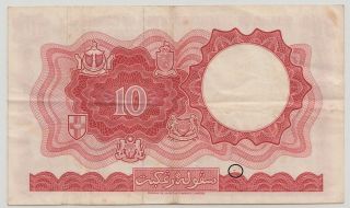 1961 Board of Commissioners of Currency Malaya & British Borneo $10 A/14 778783 2