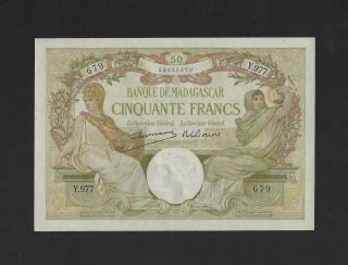 Unc 50 Francs 1937 Madagascar France