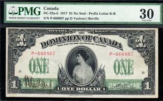1917 Dominion Of Canada $1 Note - Pmg Vf - 30 - Dc - 23a - Ii - P - 666807 - Cb29