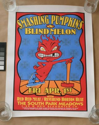 Smashing Pumpkins & Blind Melon Gig Poster 1994 / Signed By Uncle Charlie