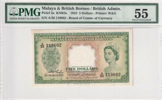 1935 Malaya & British Borneo/british Admin 5 Dollars P - 2a Pmg 55 About Unc