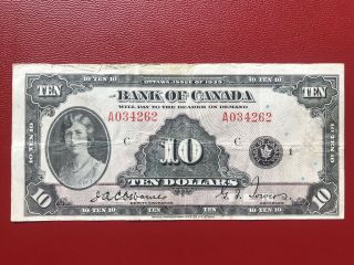 1935 Bank Of Canada $10 Banknote - & Crisp Vf,