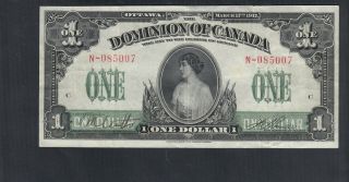 1917 Dominion Of Canada 1 Dollar Bank Note