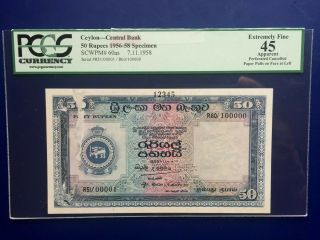 Ceylon Sri Lanka 50 Rupees Specimen Banknote - Extremely Fine