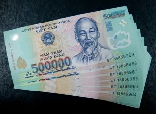 Vietnam 5 Million Dong = 500,  000$ X 10 Notes,  Unc.  Fast