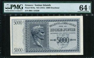 Greece 1941,  5000 Drachmai,  M18a,  Pmg 64 Net (rust) Unc