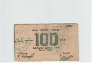 Indonesia 100 Rupiah Roepiah 1947 Rantau Prapat S364