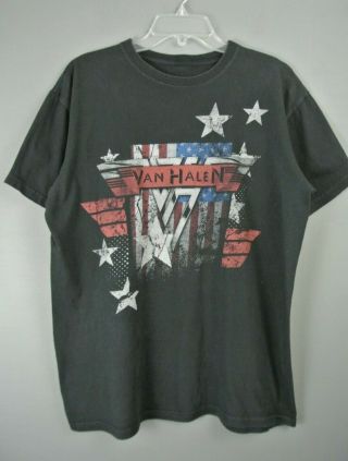 Vtg Van Halen T - Shirt L American Flag Graphic Concert Band Memorabilia 227