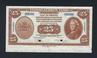 Netherlands Indies 25 Gulden 1943 P115s Specimen Uncirculated