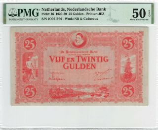 Netherlands 25 Gulden 1930 Willem Pick 46 Pmg About Uncirculated 50 Epq Top Pop