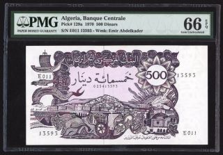 Algeria 500 Dinars 1970 P129a Pmg Gem Uncirculated 66 Epq