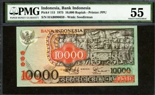 Indonesia 1975,  10000 Rupiah,  P115,  Pmg 55 Aunc