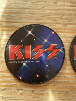 KISS AUCOIN 1980 Australian Rare Disco Bag Variant Badges.  Both Blue Versions. 2
