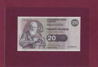 Scotland Clydesdale Bank 20 Pounds 1976 P - 208 Vf Rare Date