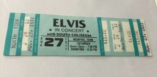 Elvis Concert Ticket August 27,  1977 Memphis / Graceland / Mid South Coliseum