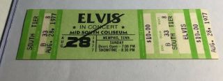 Elvis Concert Ticket August 28,  1977 Memphis / Graceland Mid South Coliseum