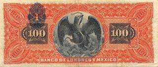 México 100 Pesos 1.  2.  1912 M 275d Series E Circulated Banknote Aau1