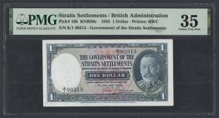 Straits Settlements 1 Dollar 1935 (pick 16b) Pmg - 35