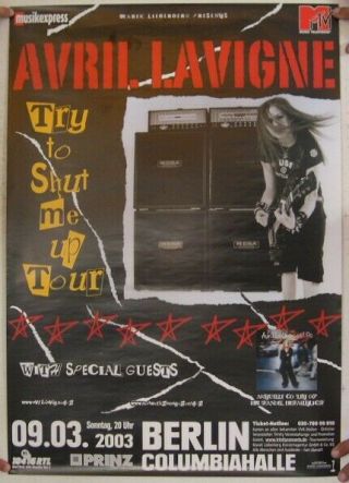 Avril Lavigne Poster Try To Shut Me Up Tour Berlin Germany September 3 2003