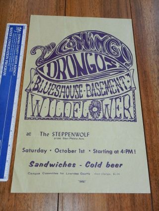 1966 Drongos,  Wildflower At The Steppenwolf In Berkeley,  Ca.  Concert Handbill