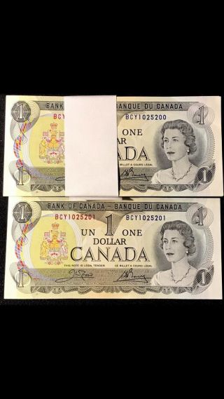 1973 Bank Of Canada 1$ Bundle Of 100 Consecutive - Radar