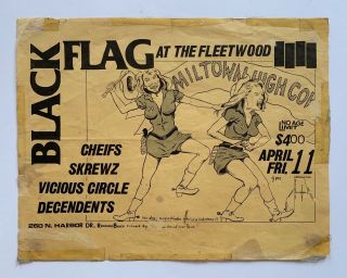 ‘80 Black Flag Flyer Cheifs Tsol Screws Descendents Raymond Pettibon Punk Poster