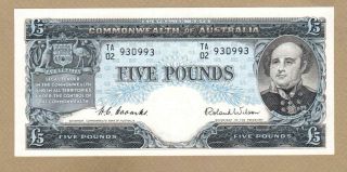 Australia: 5 Pounds Banknote,  (unc),  P - 31a,  1954 - 59,