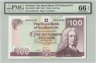 Scotland,  Royal Bank 2000 P - 350d Pmg Gem Unc 66 Epq 100 Pounds