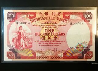 1974 $100 Hong Kong Mercantile Bank Aunc