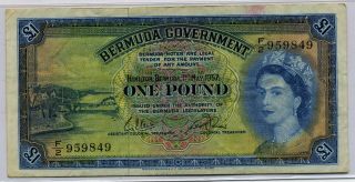 Bermuda Government 1.  5.  1957 1 Pound,  10 Shillings,  & 5 Shillings Vf,  /xf