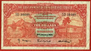 Government Of Trinidad & Tobago 2.  1.  1939 $2.  00 Vf (scarce This)