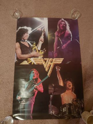 1980 Vintage Van Halen David Lee Roth Stage Collage Logo Poster 35”x23”