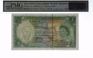 Rhodesia and Nyasaland 1 Pound 1960 - 61,  British Administration,  PMG 35 3