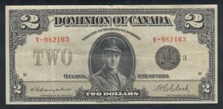 1923 Dominion Of Canada 2 Dollars Bank Note - Clark