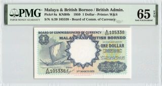 Malaya & British Borneo 1959 P - 8a Pmg Gem Unc 65 Epq 1 Dollar