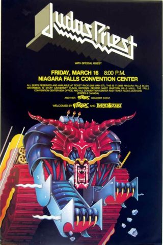 JUDAS PRIEST Posters: 1984 DEFENDER ' S TOUR Niagara & 1988 RAM IT DOWN Buffalo 2