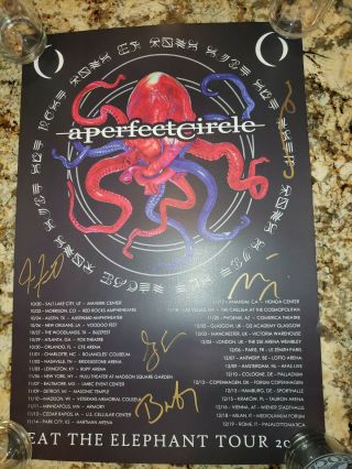 A Perfect Circle Signed Tour Poster Vip Maynard Keenan Eat The Elephant