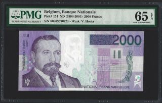 Belgium 2000 Francs,  Nd 1994 - 2001 P - 151,  Pmg 65 Epq Gem Unc,  Higher Denom Type
