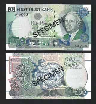 Northern Ireland First Trust 50 Pounds,  1998 Specimen,  P - 138as,  Unc & Scarce
