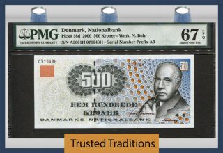Tt Pk 58d 2000 Denmark Nationalbank 500 Kroner Pmg 67 Epq Tied As Best