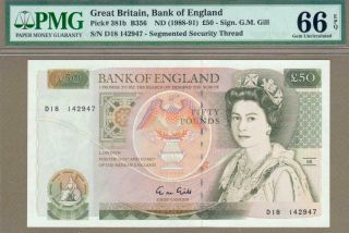Great Britain: 50 Pounds Banknote,  (unc Pmg66),  P - 381b,  1988 - 91,
