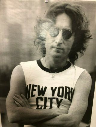 HUGE SUBWAY POSTER John Lennon beatles York Classic Imagine Glasses Yoko O 2