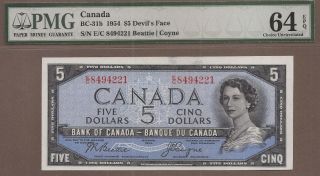 Canada: 5 Dollars Banknote,  (unc Pmg64),  P - 68b/ Bc - 31b,  1954,