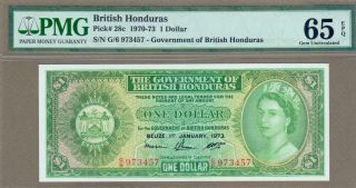 British Honduras: 1 Dollar Banknote,  (unc Pmg65),  P - 28c,  01.  01.  1973,